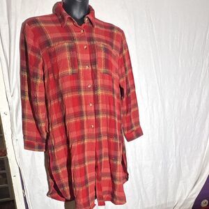 Women’s Size L CATO Plaid Button Down jacket with metallic threading and Slits
